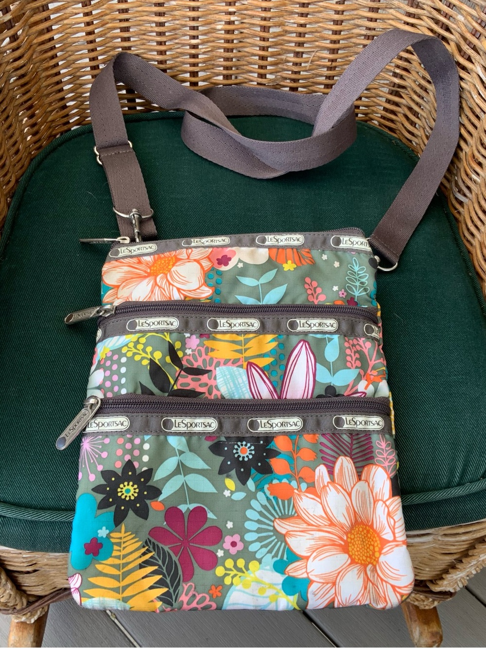 LeSportsac Floral Crossbody Bag in Olive Multi